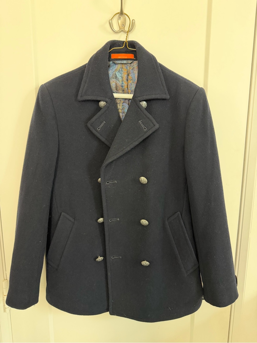 TALLIA Boys' Double-Breasted Navy Pea Coat